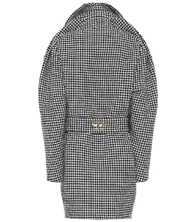 Shop Balenciaga Houndstooth Wool And Cashmere Coat In Black
