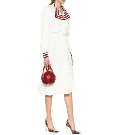 Shop Gucci Silk-blend Midi Dress In White