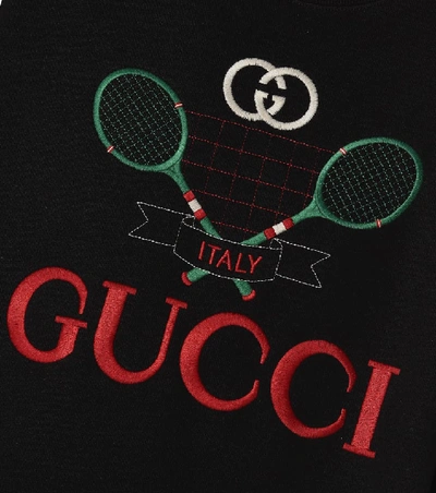 Shop Gucci Embroidered Cotton Sweatshirt In Black