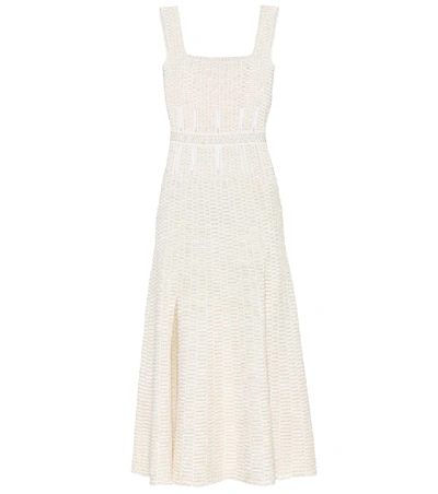 Shop Alexander Mcqueen Knit Midi Dress In Neutrals