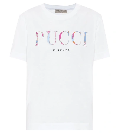 Shop Emilio Pucci Logo Cotton-jersey T-shirt In White