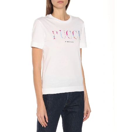 Shop Emilio Pucci Logo Cotton-jersey T-shirt In White