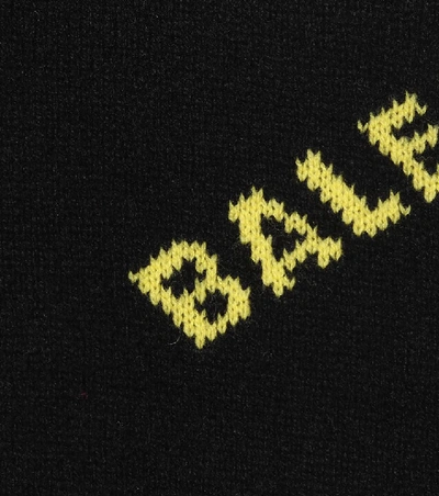 Shop Balenciaga Logo-jacquard Wool-blend Sweater In Black