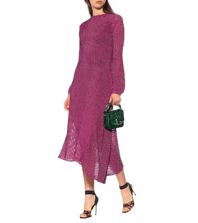 Shop Chloé Cotton-blend Knit Dress In Purple