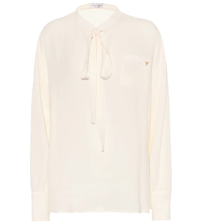 Shop Valentino Silk-georgette Shirt In White