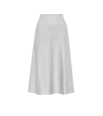 Shop Agnona Silk-blend Midi Skirt In Grey
