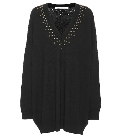 Shop Givenchy Embellished Wool And Cashmere Dress In Black