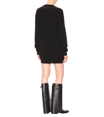 Shop Givenchy Embellished Wool And Cashmere Dress In Black