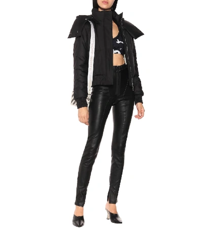 Shop Off-white Leather Leggings In Black