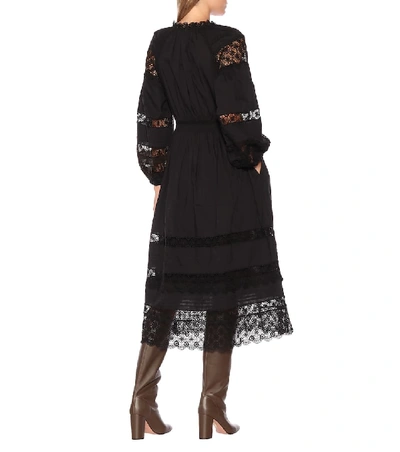 Shop Ulla Johnson Ophelia Cotton-poplin Midi Dress In Brown