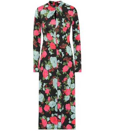 Shop Erdem Nolene Floral Jersey Midi Dress In Black