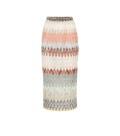 Shop Missoni Striped Knit Midi Skirt In Multicoloured