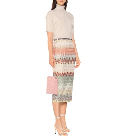 Shop Missoni Striped Knit Midi Skirt In Multicoloured