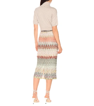 Shop Missoni Striped Knit Midi Skirt In Multicoloured