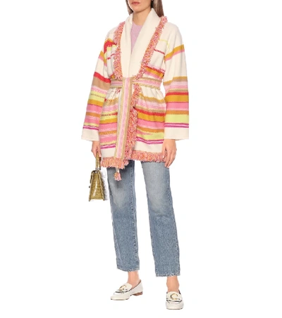 Shop Alanui Sarape Landscape Cashmere-jacquard Cardigan In Beige