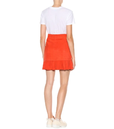 Shop Ganni Suede Miniskirt In Red