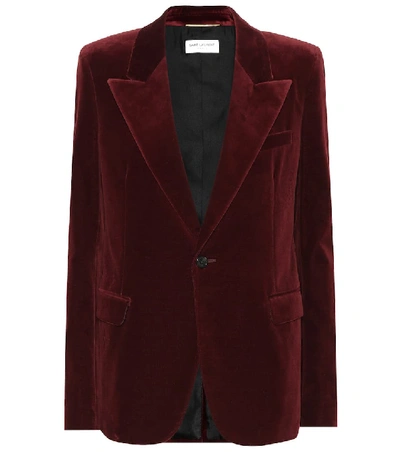 Shop Saint Laurent Velvet Blazer In Red