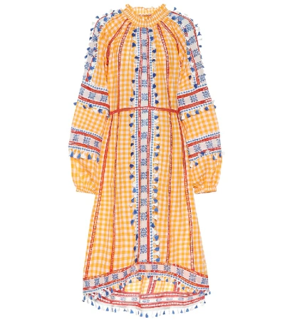 Shop Dodo Bar Or Embroidered Cotton Midi Dress In Orange