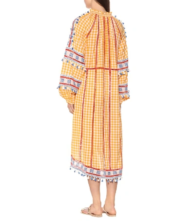 Shop Dodo Bar Or Embroidered Cotton Midi Dress In Orange