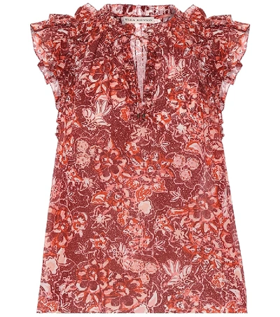 Shop Ulla Johnson Rina Floral Cotton-blend Blouse In Red