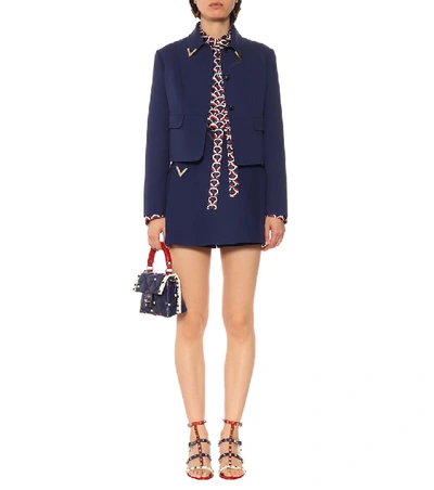 Shop Valentino Virgin Wool Crêpe Jacket In Blue