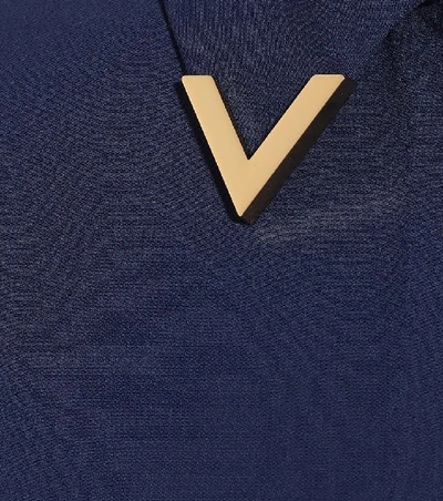 Shop Valentino Virgin Wool Crêpe Jacket In Blue