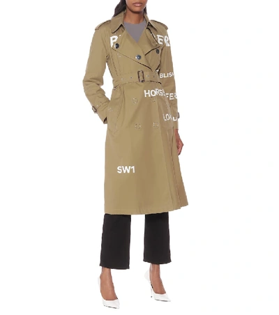 Shop Burberry Cotton-gabardine Trench Coat In Beige