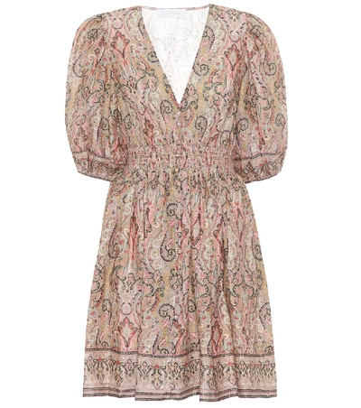 Shop Zimmermann Freja Printed Linen Minidress In Multicoloured