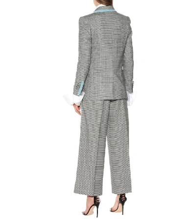 Shop Racil Okiya Checked Wool Blazer In Grey