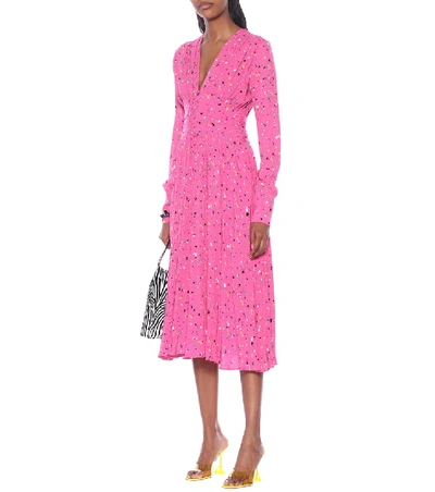 Shop Rotate Birger Christensen Tracy Printed Midi Dress In Pink