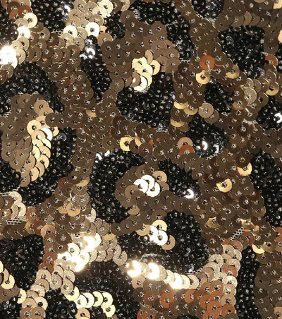 Shop Dolce & Gabbana Sequined Leopard Minidress In Brown