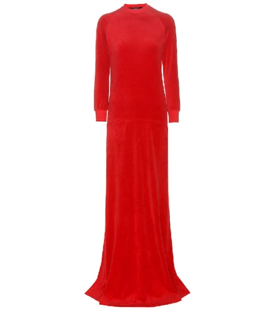 Shop Vetements X Juicy Couture Velour Maxi Dress In Red