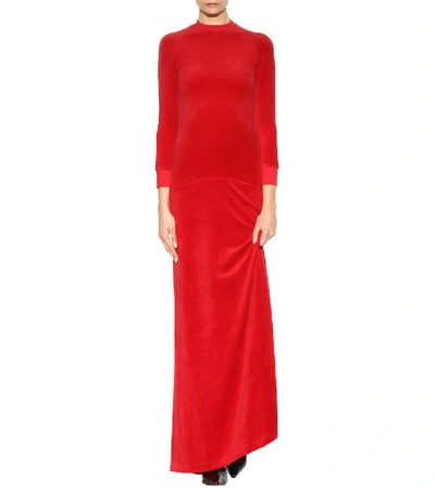 Shop Vetements X Juicy Couture Velour Maxi Dress In Red