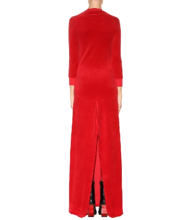 Shop Vetements X Juicy Couture Velour Maxi Dress In Red