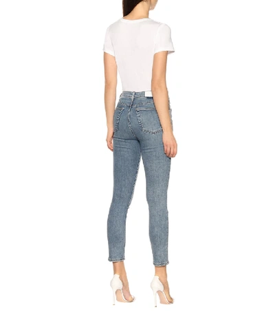 Shop Re/done Cropped High-rise Skinny Jeans In Blue