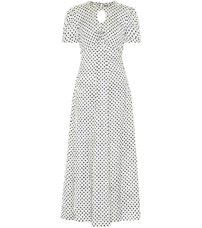 Shop Alexa Chung Maria & Dot Polka-dot Satin Midi Dress In White