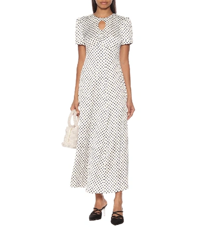 Shop Alexa Chung Maria & Dot Polka-dot Satin Midi Dress In White
