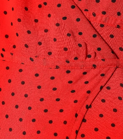 Shop Ganni Polka-dot Georgette Midi Dress In Red
