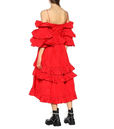 Shop Alexa Chung Taffeta Ruffled Dress In Red