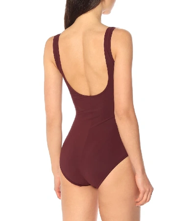 Shop Karla Colletto Basics Ruched Swimsuit In Brown