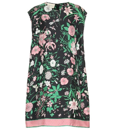 Shop Gucci Floral Silk Tunic Top In Multicoloured