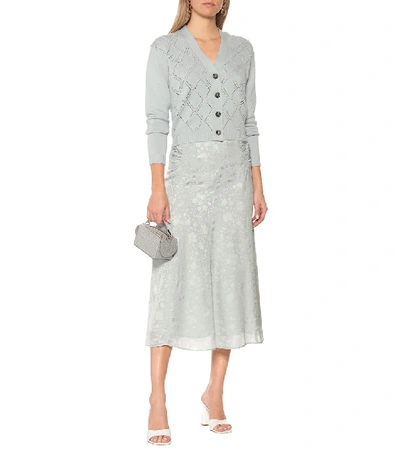 Shop Alexa Chung Mabel Wool And Cotton Cardigan In Blue