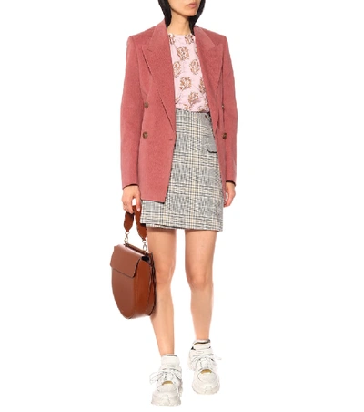 Shop Acne Studios Checked Cotton-blend Skirt In Grey
