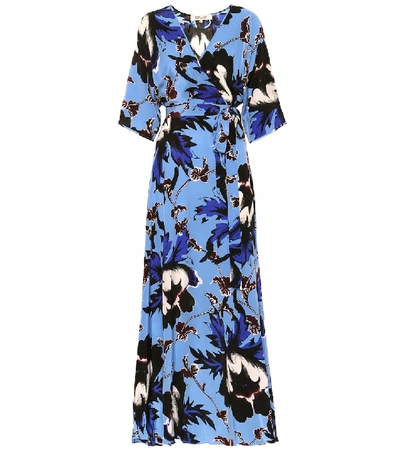 Shop Diane Von Furstenberg Printed Silk Maxi Dress In Blue