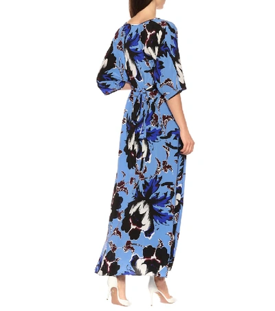 Shop Diane Von Furstenberg Printed Silk Maxi Dress In Blue