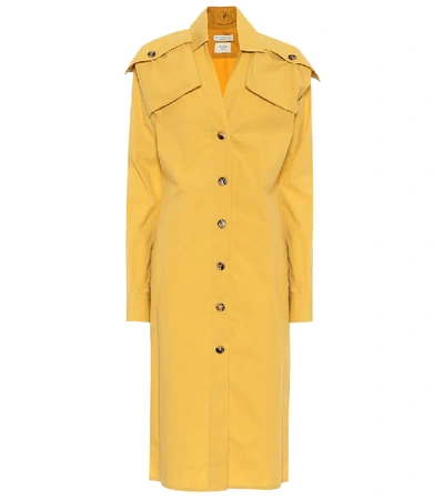 Shop Bottega Veneta Cotton-poplin Shirt Dress In Yellow
