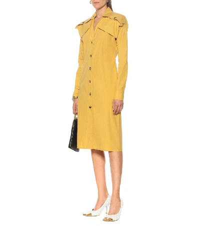 Shop Bottega Veneta Cotton-poplin Shirt Dress In Yellow