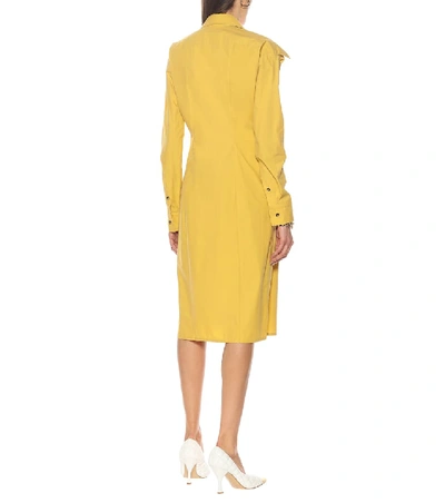 Shop Bottega Veneta Cotton-poplin Shirt Dress In Yellow