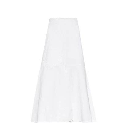 Shop Tibi Cotton-twill Midi Skirt In White