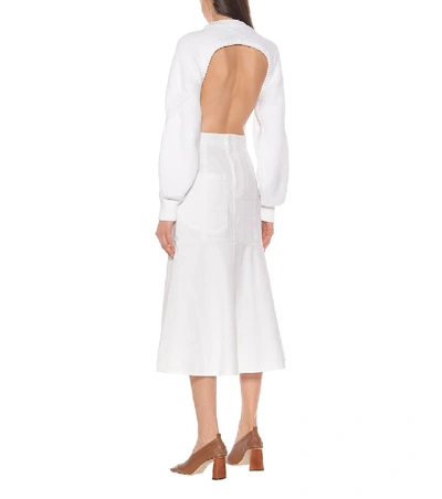 Shop Tibi Cotton-twill Midi Skirt In White